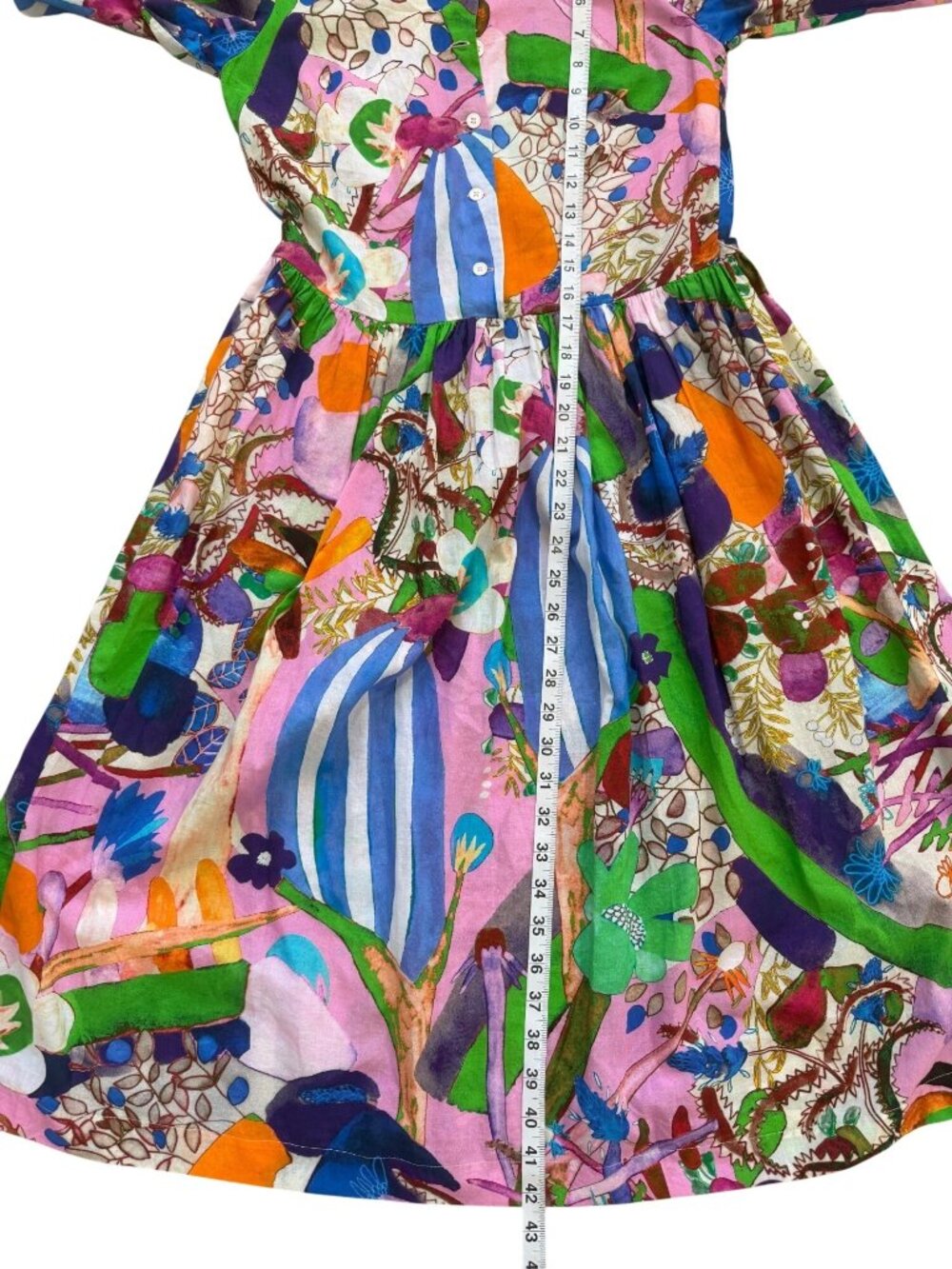 Soler Womens Size S Midi Dress Multicolor Abstract Cotton Romantic Colorful - Picture 5 of 6